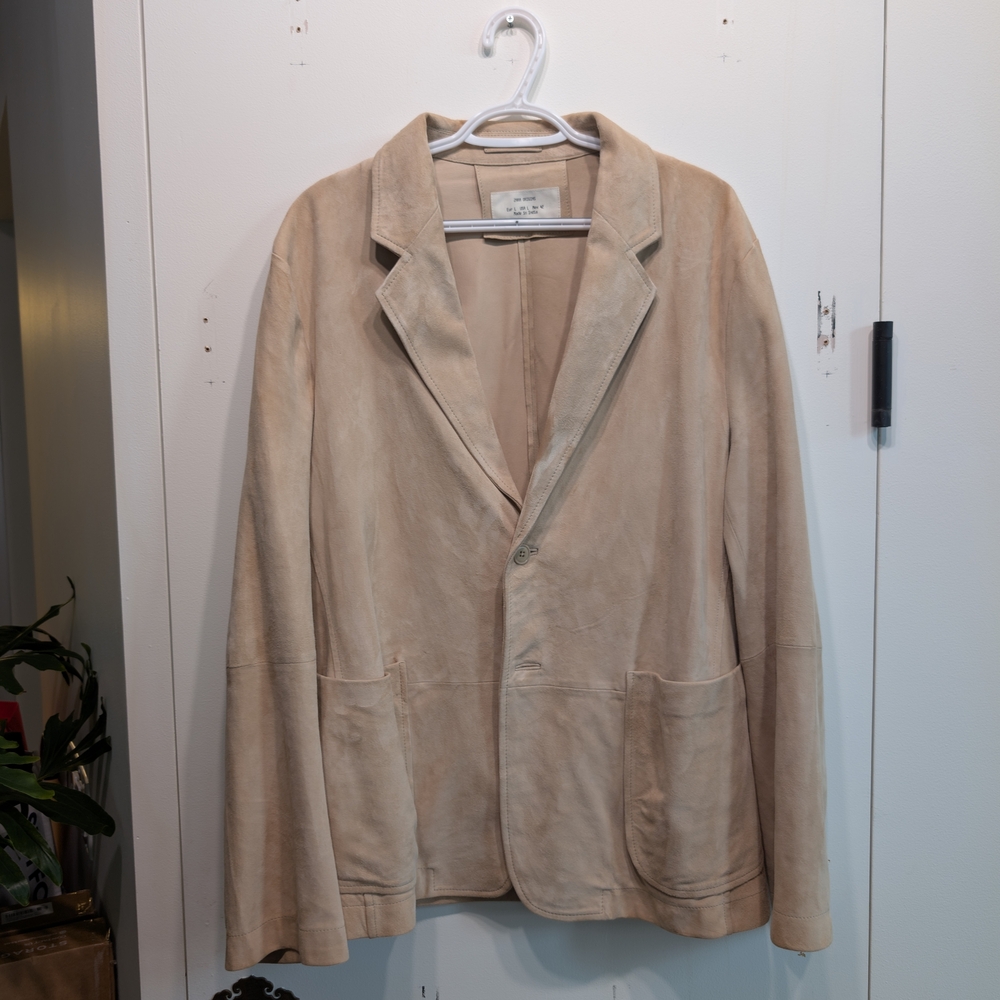 Zara Men's Leather Suede Light Tan Blazer - Size Large